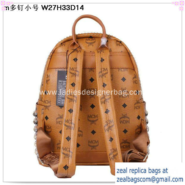 High Quality Replica Hot Sale MCM Small Stark Front Studs Backpack MC4237S Wheat - Click Image to Close